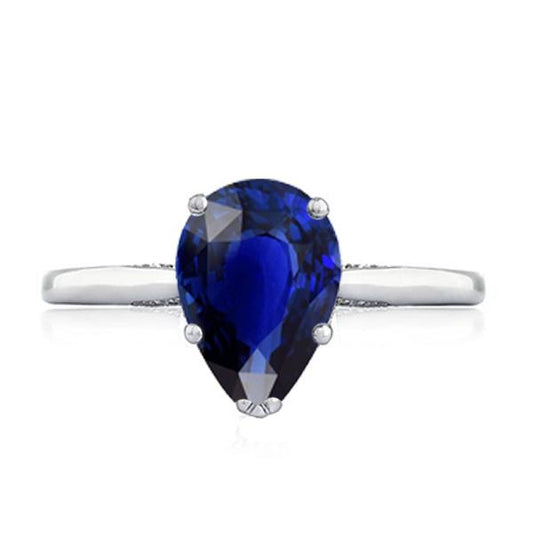 Pear Cut Solitaire Srilanka Sapphire Ring 2 Carats Prong Set Jewelry - Gemstone Ring-harrychadent.ca