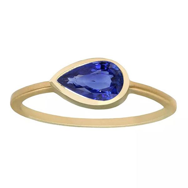 Pear Solitaire Anniversary Ring Ceylon Sapphire 2 Carats Gold - Gemstone Ring-harrychadent.ca