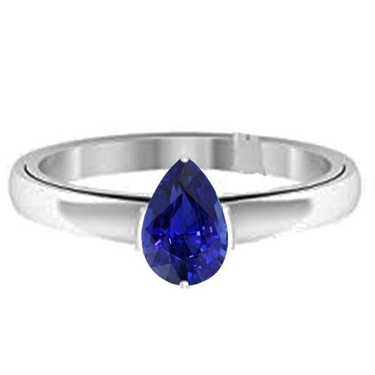 Pear Solitaire Natural Blue Sapphire Ring 1.50 Carats - Gemstone Ring-harrychadent.ca