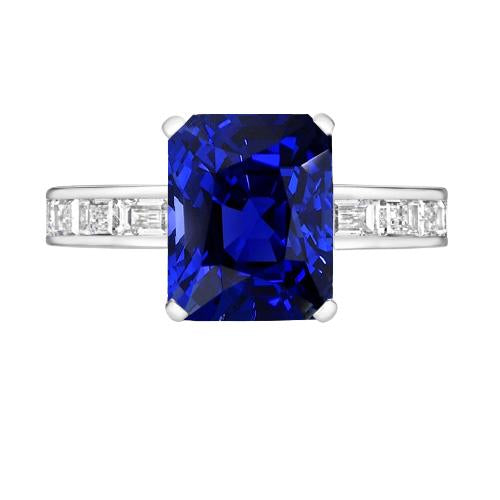 Princess & Baguette Diamond Sapphire Ring Radiant 3 Carats Channel Set - Gemstone Ring-harrychadent.ca
