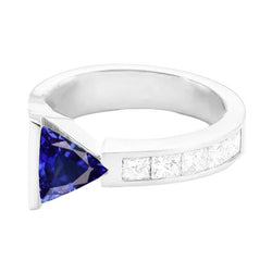 Princess Diamond Trillion Sapphire Ring 1.25 Carats Channel Set