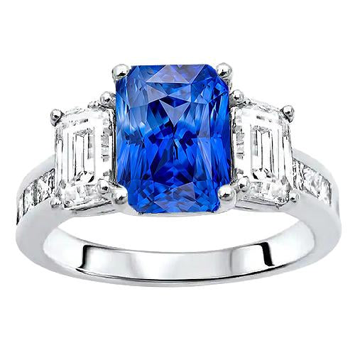 Princess & Emerald Diamond Radiant Sapphire Ring 4 Carats Channel Set - Gemstone Ring-harrychadent.ca