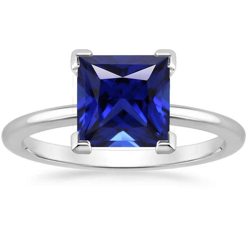 Princess Solitaire Ring Ceylon Blue Sapphire Gemstone Jewelry 5 Carats - Gemstone Ring-harrychadent.ca