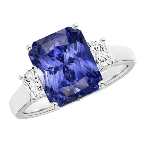 Radiant Diamond Engagement Ring 4 Carats 3 Stone Gold Sapphire Jewelry - Gemstone Ring-harrychadent.ca