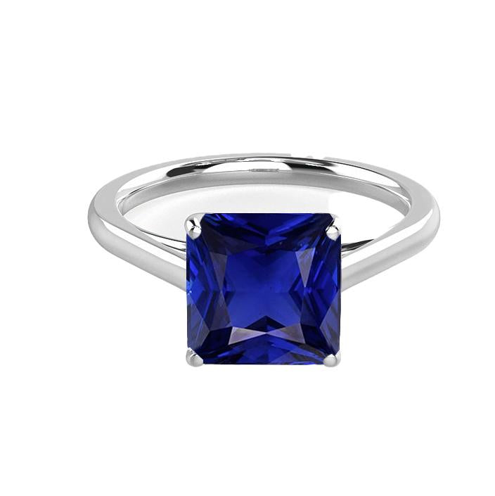 Radiant Sapphire Solitaire Ring 2 Carats Cathedral Setting Gold 14K - Gemstone Ring-harrychadent.ca