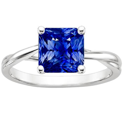 Radiant Sapphire Solitaire Ring Twisted Shank Gold Jewelry 2.50 Carats - Gemstone Ring-harrychadent.ca