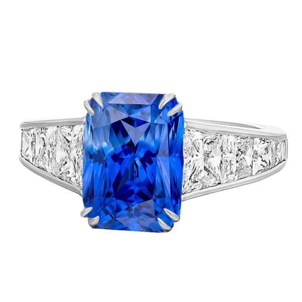 Radiant Sapphire Wedding Ring 5 Carats Channel Set Trapezoid Diamonds - Gemstone Ring-harrychadent.ca