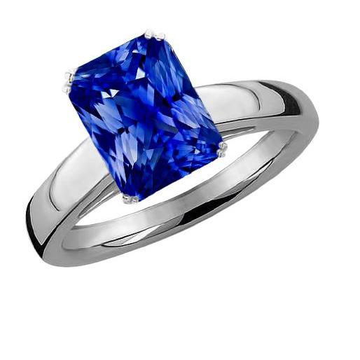 Radiant Solitaire Ceylon Sapphire Engagement Ring 2.50 Carats Gold 14K - Gemstone Ring-harrychadent.ca