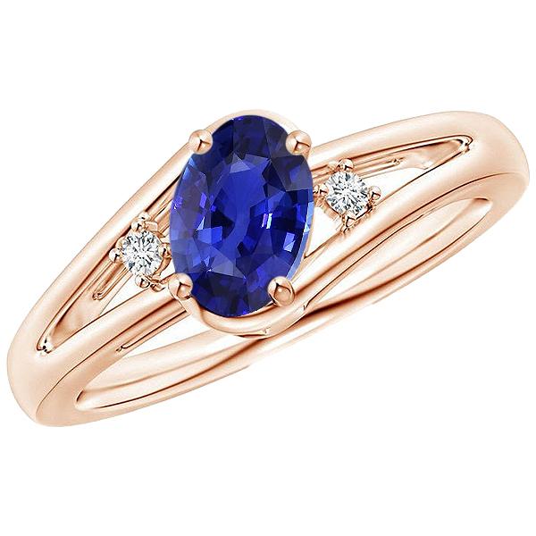 Rose Gold 3 Stone Wedding Ring 2.25 Carats Oval Blue Sapphire Jewelry - Gemstone Ring-harrychadent.ca