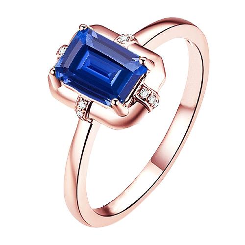 Rose Gold Gemstone Ring Ceylon Sapphire & Round Diamonds 2.50 Carats - Gemstone Ring-harrychadent.ca