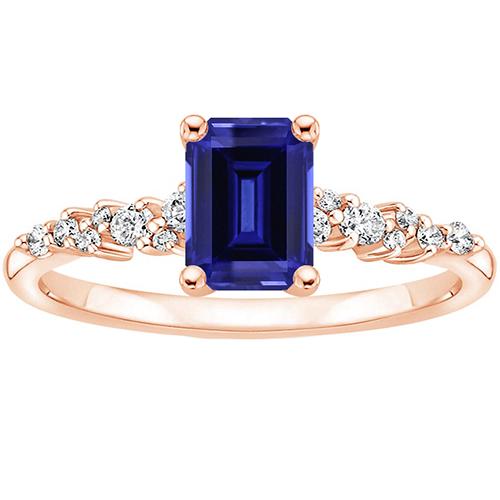 Rose Gold Solitaire Accents Ring Blue Sapphire & Diamond 3.50 Carats - Gemstone Ring-harrychadent.ca