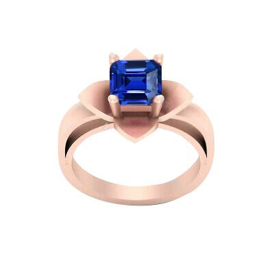 Rose Gold Solitaire Ring 1 Carat Blooming Flower Style Ceylon Sapphire - Gemstone Ring-harrychadent.ca