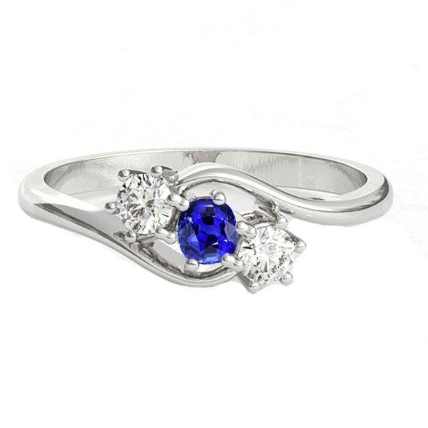 Round Diamond 3 Stone Cushion Sapphire Ring Twisted Style 1.50 Carats - Gemstone Ring-harrychadent.ca