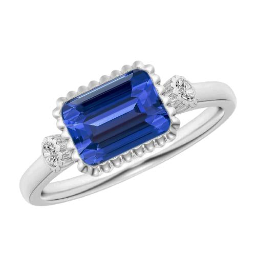 Round Diamond Bezel 3 Stone Anniversary Blue Sapphire Ring 2.25 Carats - Gemstone Ring-harrychadent.ca