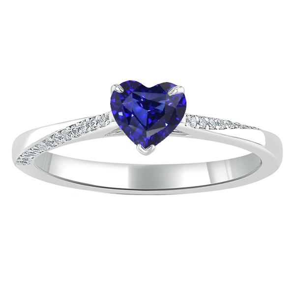 Round Diamond & Blue Sapphire Engagement Ring 2 Carats Tapered Shank - Gemstone Ring-harrychadent.ca