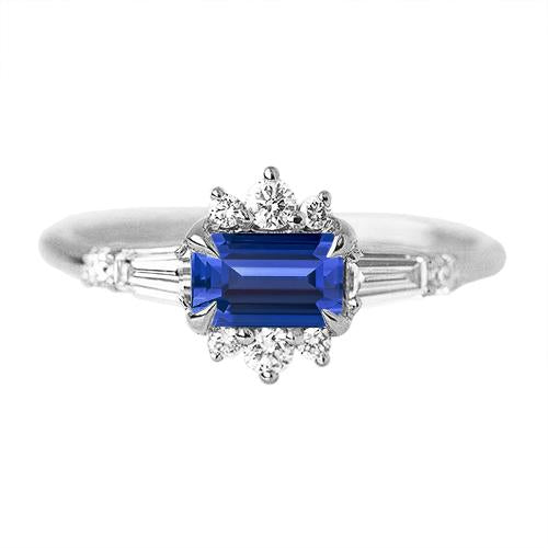 Round Diamond Emerald Sapphire & Baguette Cut Ring 2.50 Carats - Gemstone Ring-harrychadent.ca