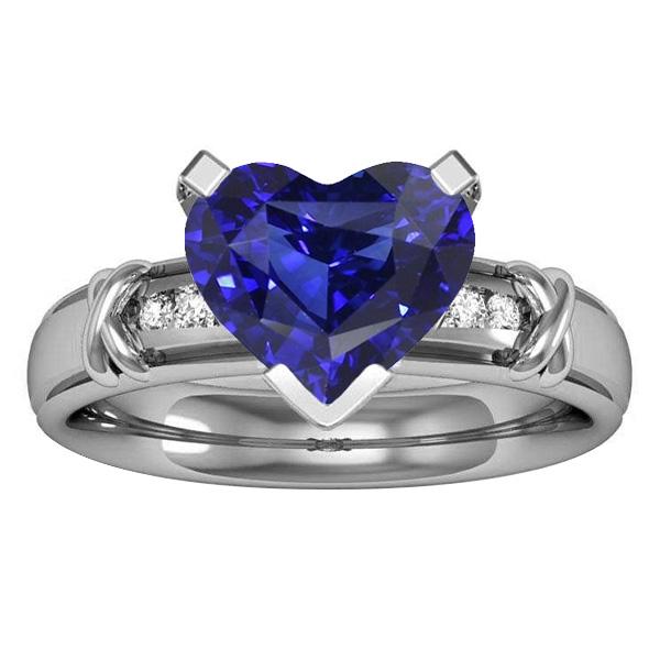 Round Diamond Engagement Ring 3 Carats Ceylon Blue Sapphire X Style - Gemstone Ring-harrychadent.ca