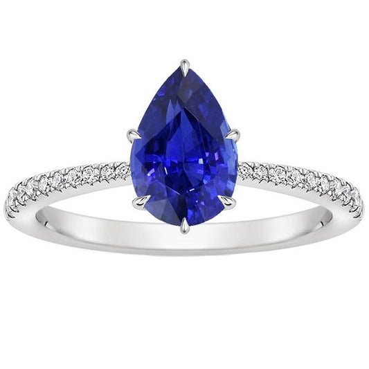 Round Diamond Gemstone Ring Blue Sapphire With Accents Gold 5 Carats - Gemstone Ring-harrychadent.ca