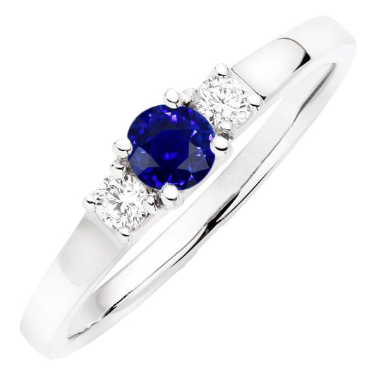 Round Diamond Jewelry 3 Stone Ceylon Sapphire Ring Gold 1.50 Carats - Gemstone Ring-harrychadent.ca