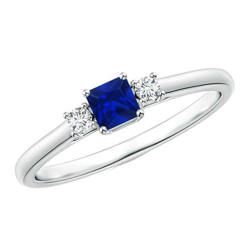 Round Diamond & Princess Blue Sapphire Anniversary Ring 1.25 Carats - Gemstone Ring-harrychadent.ca