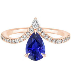 Round Natural Earth Mined Diamond Ring Enhancer Pear Srilanka Sapphire Jewelry 4.50 Carats