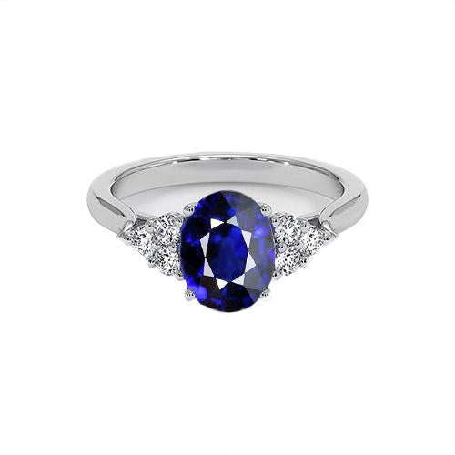 Round Diamond Ring Natural Oval Sri Lankan Sapphire 8.25 Carats - Gemstone Ring-harrychadent.ca