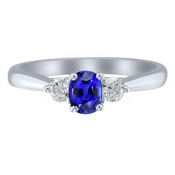 Round Diamond Three Stone Cushion Sri Lankan Sapphire Ring 2 Carats - Gemstone Ring-harrychadent.ca