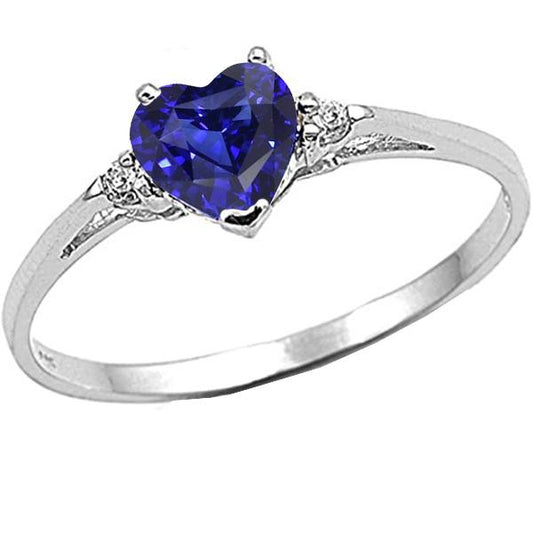 Round Diamond Three Stone Ring Heart Sri Lankan Sapphire 1.75 Carats - Gemstone Ring-harrychadent.ca