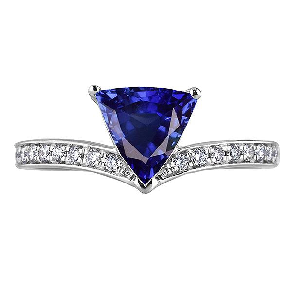 Round Diamond Trillion Sapphire Ring Enhancer 2.50 Carats Gold 14K - Gemstone Ring-harrychadent.ca