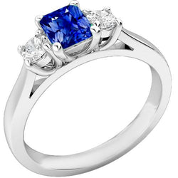 Round Natural Earth Mined Diamond Women's Ring 1.25 Carats Ceylon Sapphire U Prong Setting