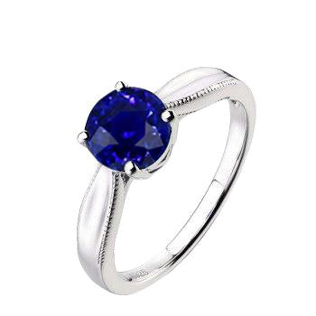 Round Gemstone Solitaire Ring Ceylon Sapphire Milgrain Shank 1 Carat - Gemstone Ring-harrychadent.ca