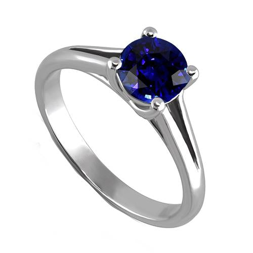 Round Gold Solitaire Ceylon Sapphire Ring U Prong Setting 1.50 Carats - Gemstone Ring-harrychadent.ca