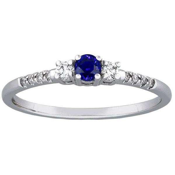 Round Sapphire Diamond Ring 3 Stone Style With Accents 2 Carats - Gemstone Ring-harrychadent.ca