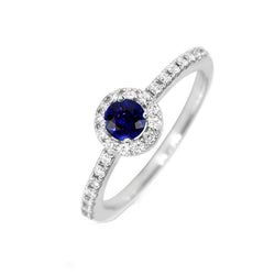 Round Sapphire Halo Ring 2.50 Carats Sparkling Natural Earth Mined Diamond Jewelry