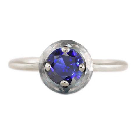 Round Solitaire Blue Sapphire Ring 1 Carat 4 Prong Gemstone Jewelry - Gemstone Ring-harrychadent.ca