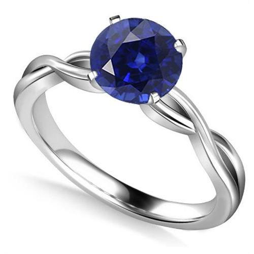 Round Solitaire Sapphire Ring Infinity Style Shank Gold 14K 2 Carats - Gemstone Ring-harrychadent.ca