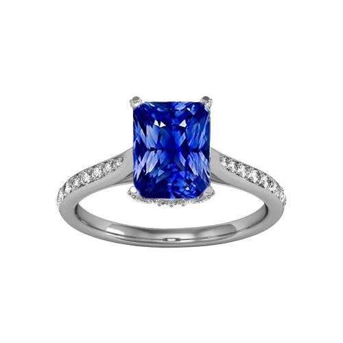 Sapphire Engagement Ring Radiant With Round Diamond Accents 2 Carats - Gemstone Ring-harrychadent.ca