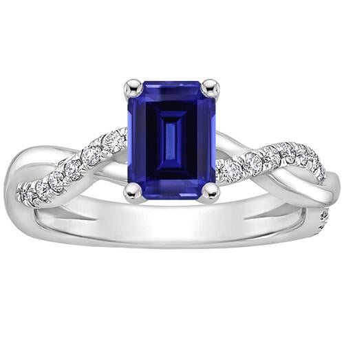 Solitaire Accents Ring Blue Sapphire & Diamond 4 Carats Infinity Style - Gemstone Ring-harrychadent.ca