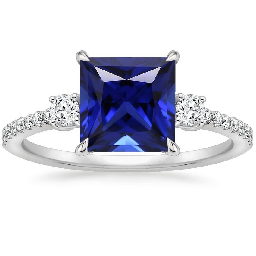 Solitaire Accents Ring Sri Lankan Sapphire and Diamond 5.5 Carat - Gemstone Ring-harrychadent.ca