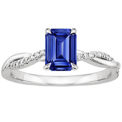 Solitaire Accents Ring Sri Lankan Sapphire & Diamond 3.50 Carats - Gemstone Ring-harrychadent.ca