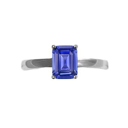 Solitaire Anniversary Ring Emerald Blue Sapphire Prong Set 1.50 Carats - Gemstone Ring-harrychadent.ca