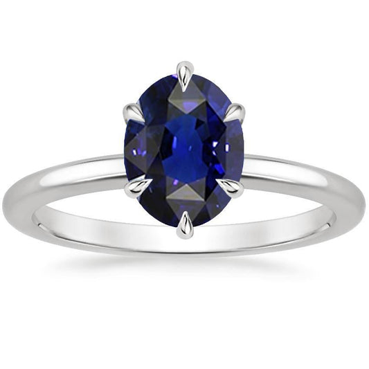 Solitaire Anniversary Ring Oval Cut Sri Lankan Sapphire 2.50 Carats - Gemstone Ring-harrychadent.ca