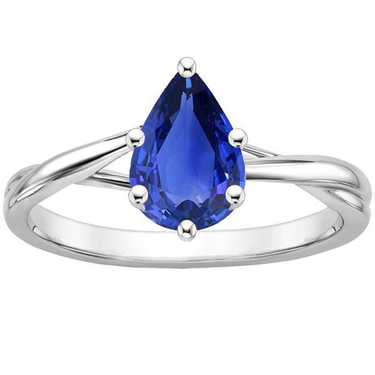 Solitaire Anniversary Ring Pear Ceylon Sapphire 3.50 Carats - Gemstone Ring-harrychadent.ca