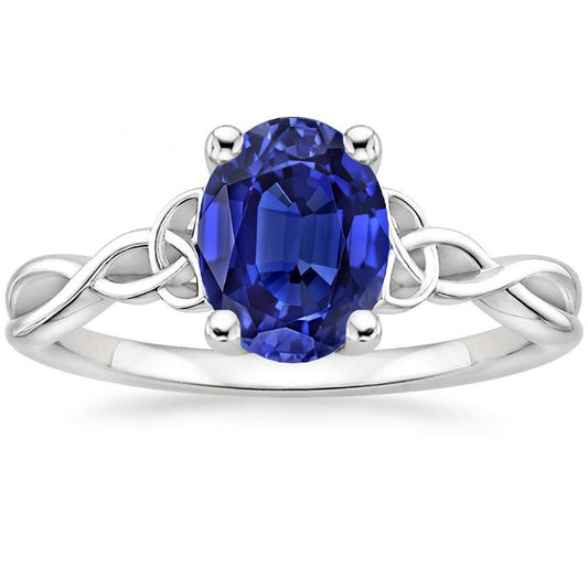 Solitaire Anniversary Ring Vintage Style Oval Blue Sapphire 2 Carats - Gemstone Ring-harrychadent.ca