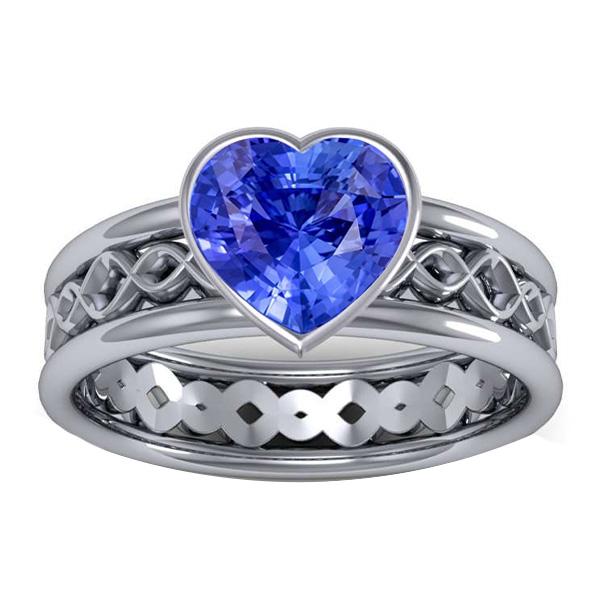 Solitaire Bezel Heart Shaped Sapphire Ring 2.50 Carats Infinity Style - Gemstone Ring-harrychadent.ca