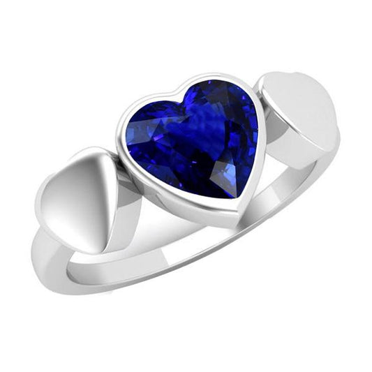 Solitaire Bezel Set Heart Ceylon Sapphire Anniversary Ring 2 Carats - Gemstone Ring-harrychadent.ca