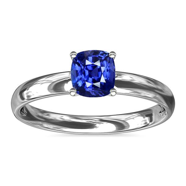 Solitaire Blue Sapphire Engagement Ring 1.50 Carats Gold Thick Shank - Gemstone Ring-harrychadent.ca