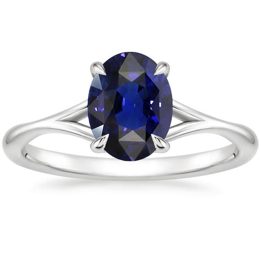 Solitaire Blue Sapphire Engagement Ring 2.5 Carats Split Shank - Gemstone Ring-harrychadent.ca