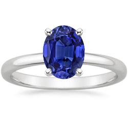 Solitaire Blue Sapphire Engagement Ring Oval Cut 3.50 Carats