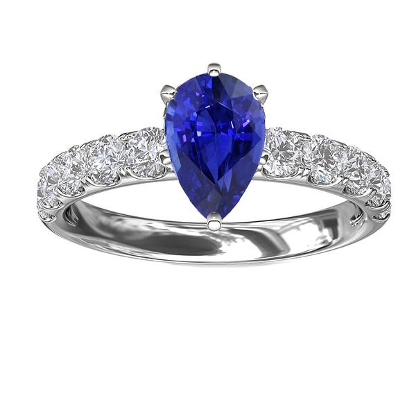 Solitaire Blue Sapphire Engagement Ring With Diamond Accents 4 Carats - Gemstone Ring-harrychadent.ca